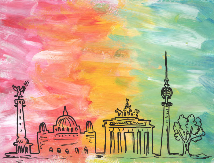 Berlin Skyline - painting, doodle, and sketch