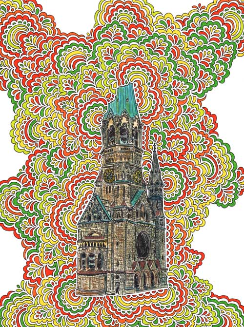 Gedaechtnis Kirche, Berlin. Illustration