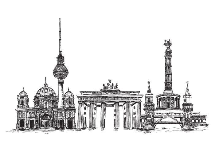 Realistic Berlin Skyline illustration