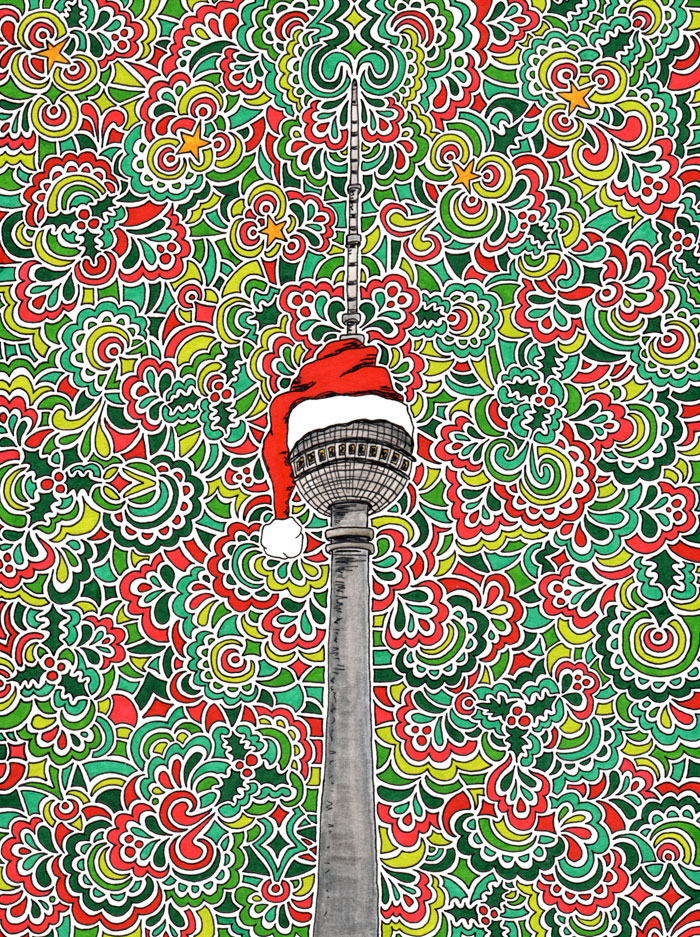 Christmas Fernsehturm, Berlin - illustration